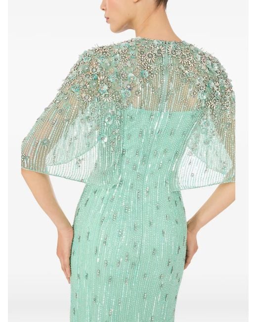 Jenny Packham Green Robe Longue Astra À Sequins