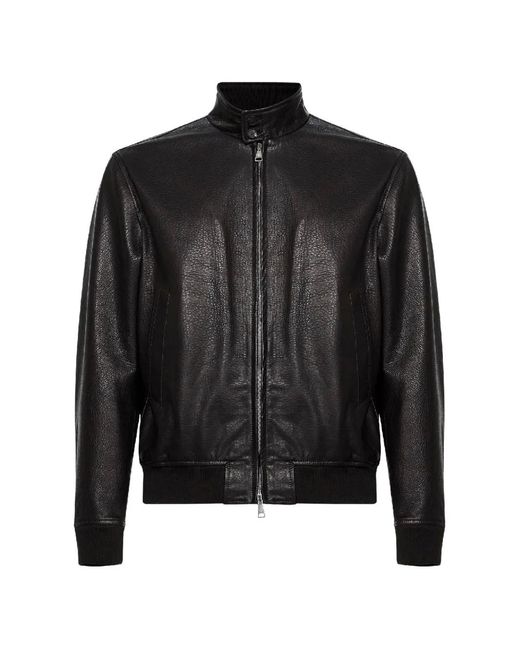 Tagliatore Black Dark Nappa Leather Bomber Jacket for men