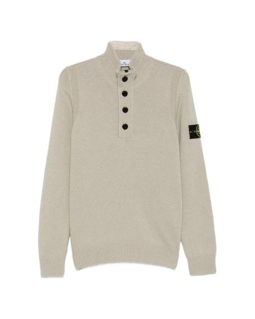 Stone Island White Logo-Patch Long-Sleeve Sweater for men