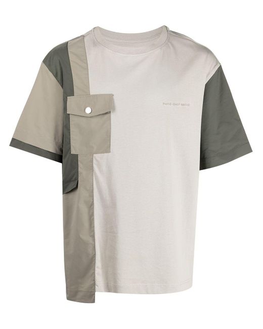 Feng Chen Wang White Colour-block Cotton T-shirt for men