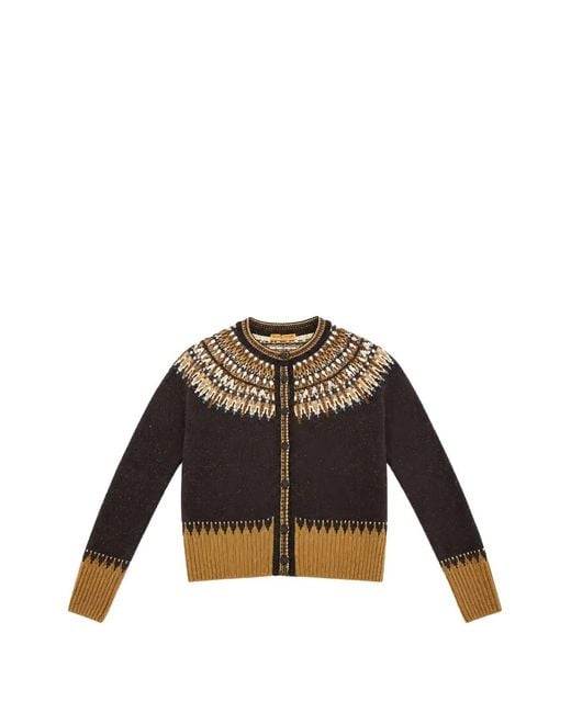 Ermanno Scervino Brown Crystal-Embellished Knit Cardigan