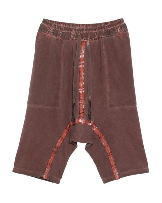 69 by Isaac Sellam Purple Elasticated-Waistband Drop-Crotch Shorts for men