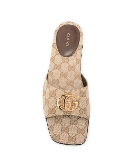 Gucci White Double G Canvas Sandals