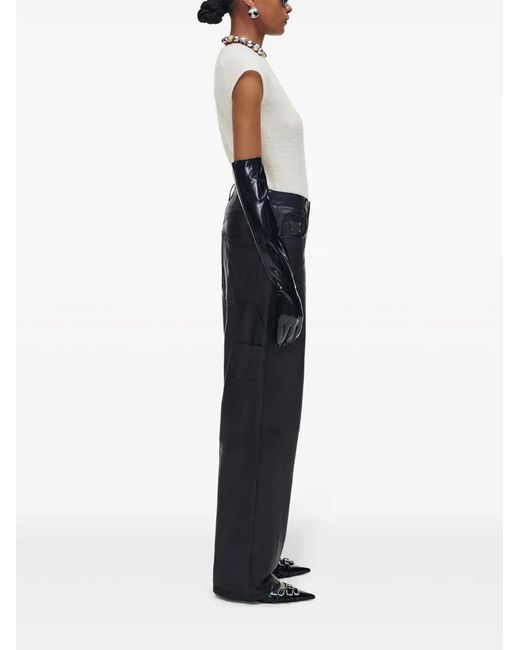 Marc Jacobs Black Wide-Leg Leather Trousers