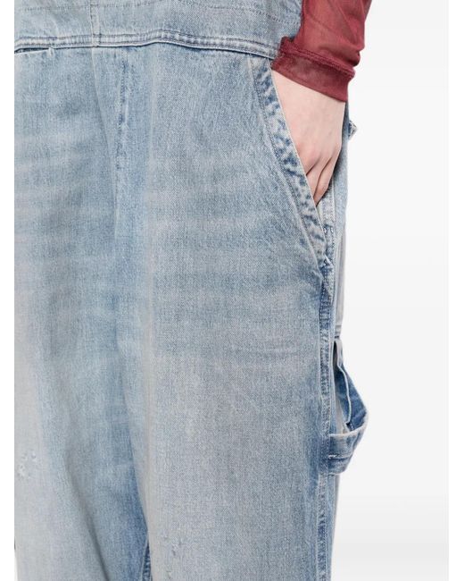 MM6 by Maison Margiela Blue Faded-Effect Dungarees