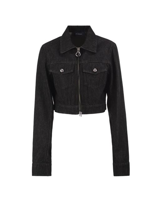 Sportmax Black Cropped Zip-Up Denim Jacket