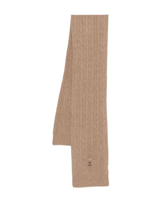 Polo Ralph Lauren Cable-Knit Embroidered Scarf in Natural for Men