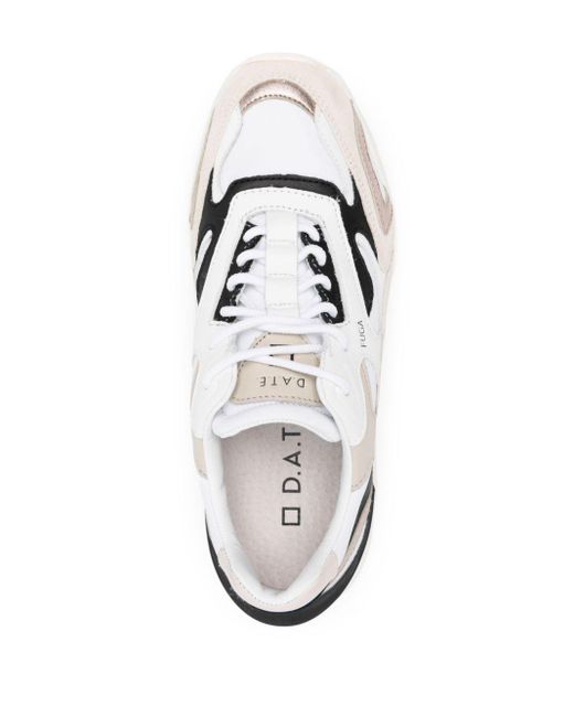 Date White Contrast-panel Leather Sneakers