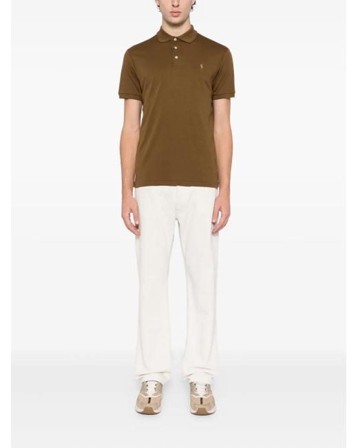Polo Ralph Lauren Brown Embroidered-Logo Cotton Polo Shirt for men