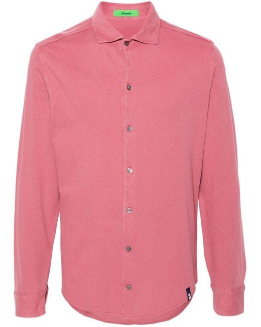 Drumohr Pink Piqué Weave Cotton Shirt for men