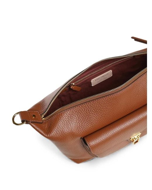 Coccinelle Brown Medium Grainy Leather Shoulder Bag