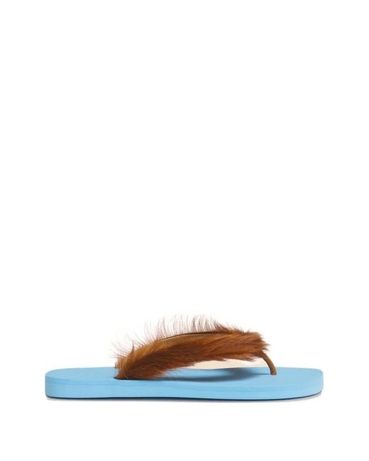 Marni Blue Ponyhair Flip-Flops for men