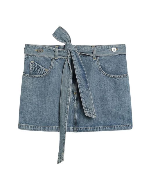 The Attico Blue Belted Denim Mini Skirt