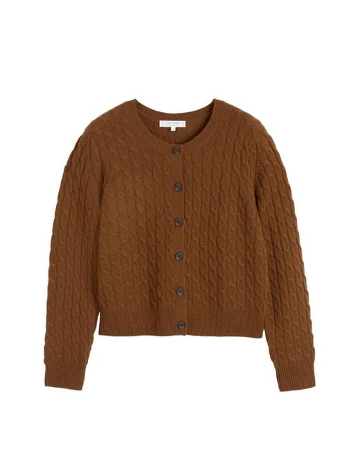 Chinti & Parker Brown Cable-Knit Cashmere Cardigan
