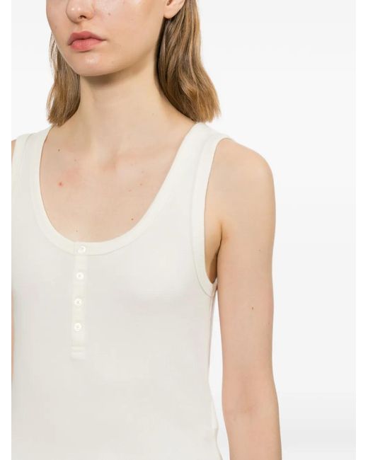AAPE BY A BATHING AP White Ribbed Henley Tank Top