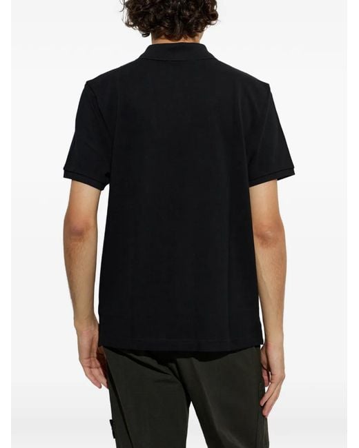 Moose Knuckles Black Logo-Patch Polo Shirt for men