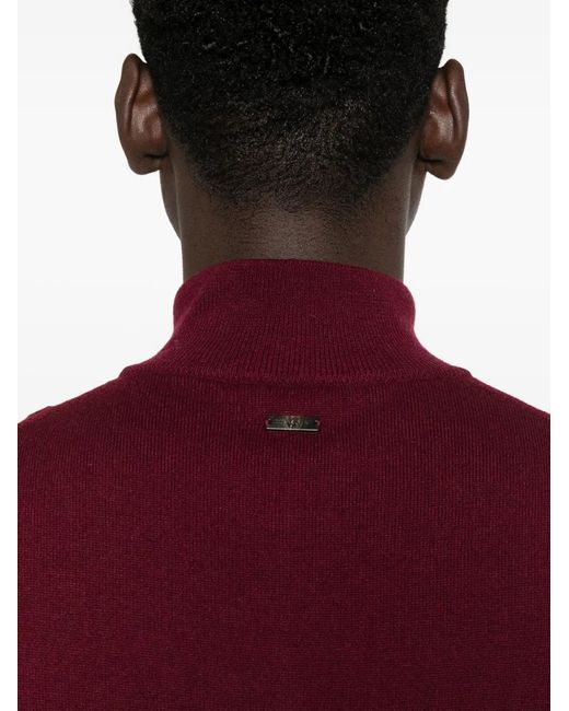 Corneliani Red High-Neck Half-Zip Jumper for men