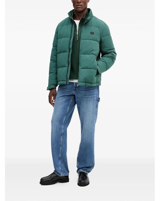 Trussardi Green Logo-Patch Puffer Jacket for men