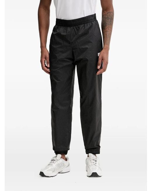 EA7 Black Ventus7 Grid-Pattern Track Pants for men
