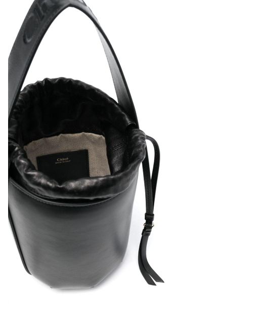 Chloé Sense Leren Bucket-tas in het Black
