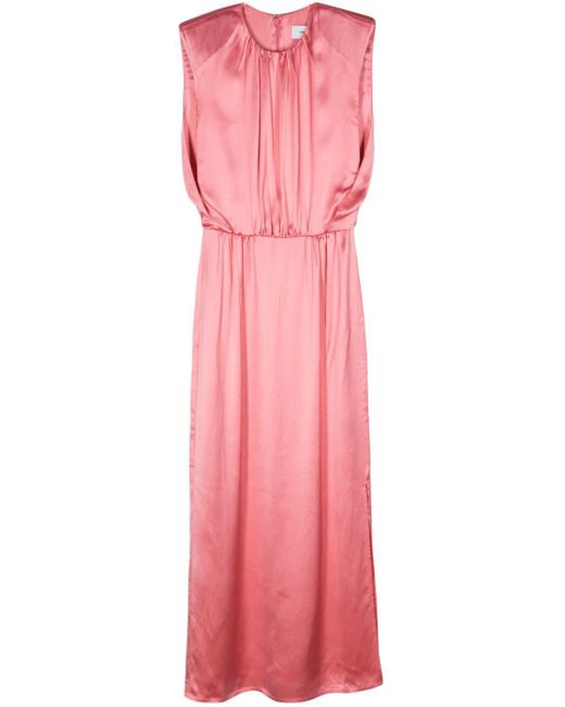 Yves Salomon Pink Pleat-detail Satin Dress