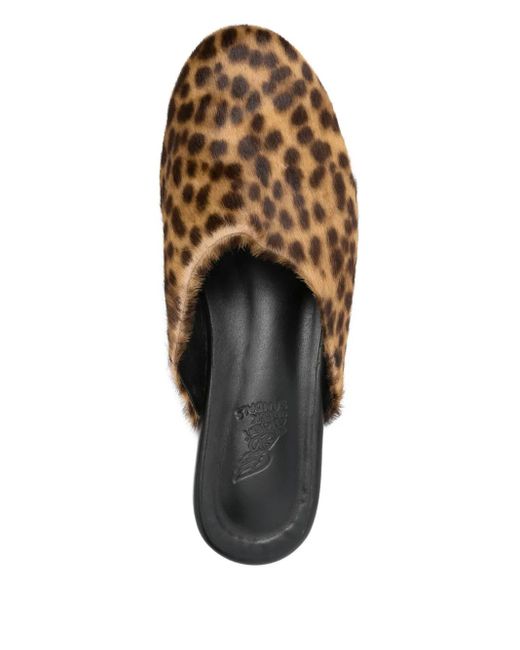 Ancient Greek Sandals Brown Leopard-Print Mules