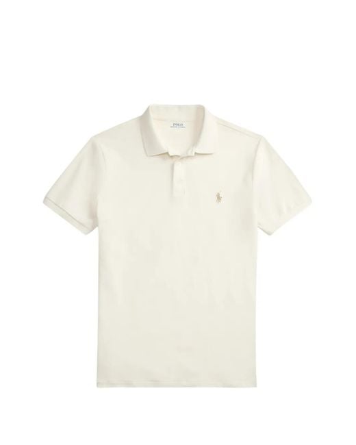 Polo Ralph Lauren White Logo Embroidered Polo Shirt for men