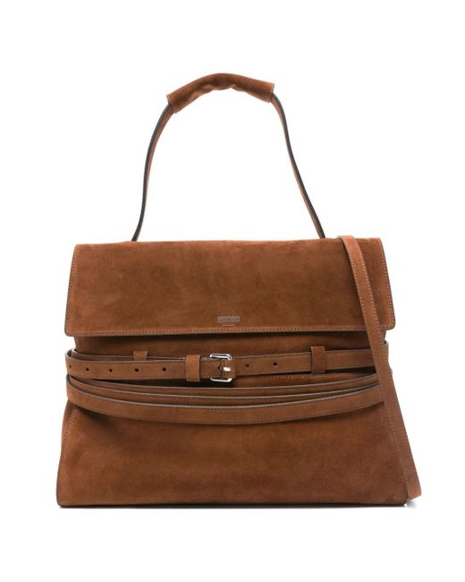 Sac Porté Épaule À Détail De Ceinture Moschino en coloris Brown