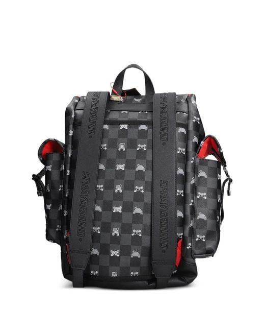 Sprayground Gray Check-Pattern Shark-Mouth Backpack for men