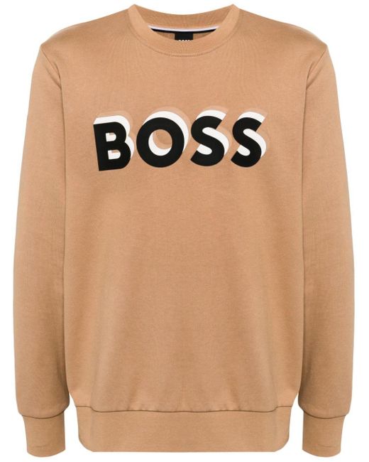 Sweat en coton à logo imprimé Boss pour homme en coloris Black