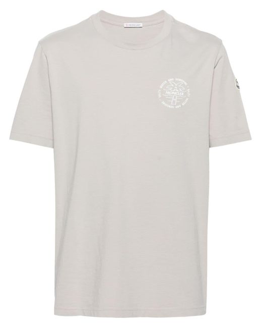 Moncler White Surf-motif Cotton T-shirt for men