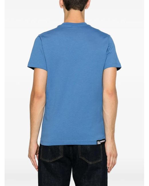 Karl Lagerfeld Blue Logo-Print T-Shirt for men