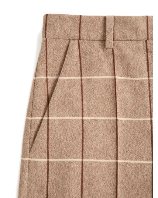 Valentino Garavani Natural Wool Pants With Windowpane Check Pattern