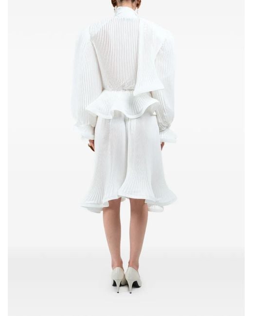 ROWEN ROSE White Pleated Puffy Blouse