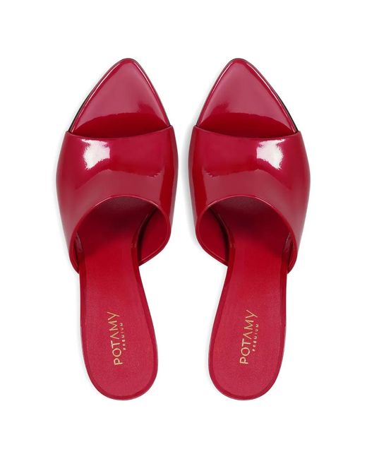 POTAMY Pink Pointed Leather Mules