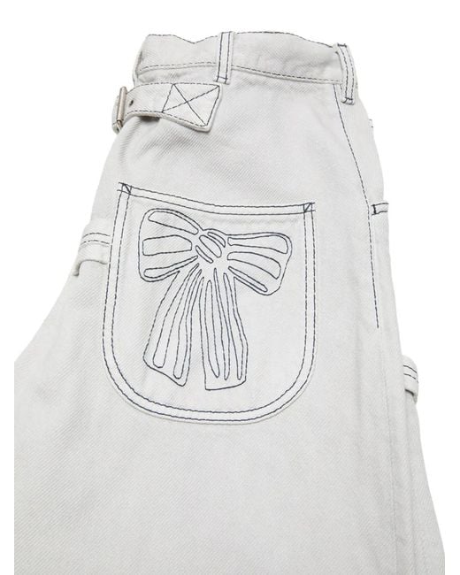 Acne White Bow-Embroidered Trousers for men