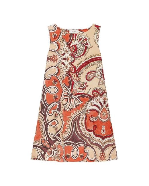 Maliparmi White Hippie Lotus Paisley-Print Dress