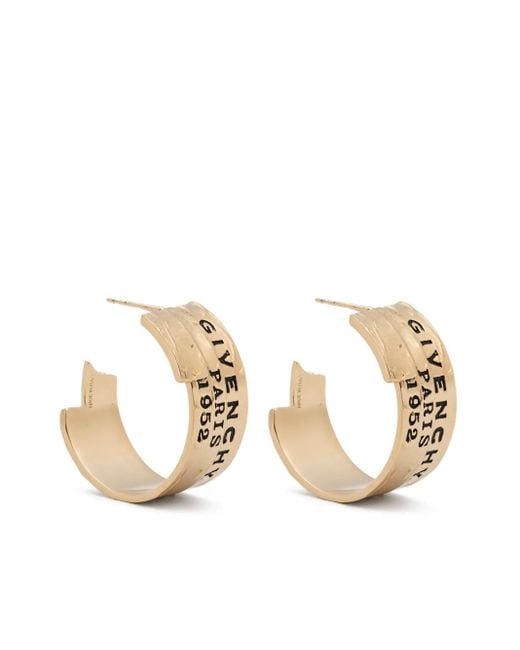 Givenchy Metallic Logo-Engraved Hoop Earrings