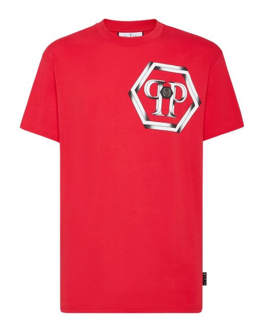 Philipp Plein Hexagon T-Shirt in Red für Herren