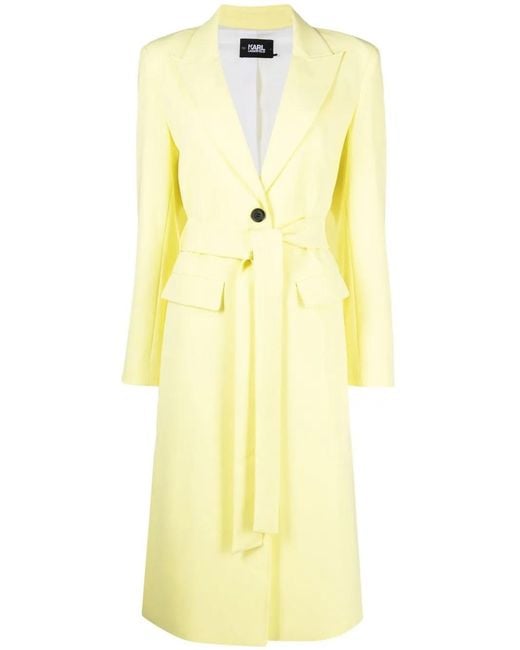 Karl Lagerfeld Yellow Tailored Belted Coat
