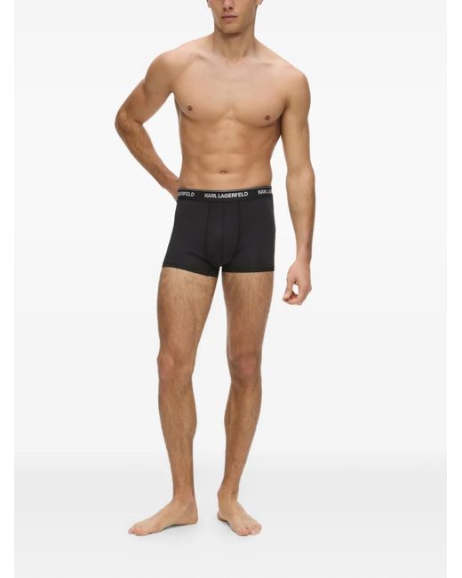 Karl Lagerfeld Black Logo-Waistband Boxers (Set Of Three) for men