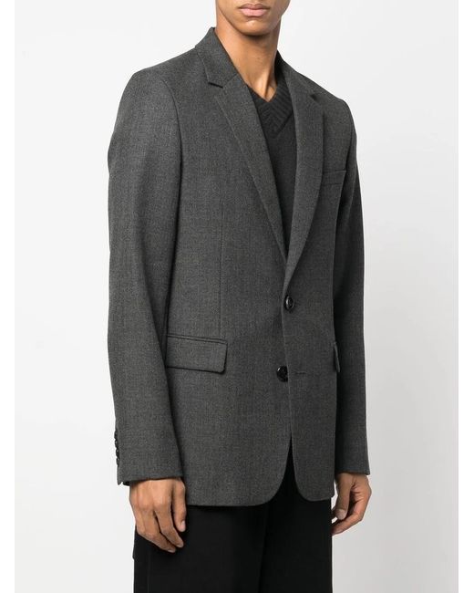 AMI Black Single-Breasted Virgin Wool Blazer