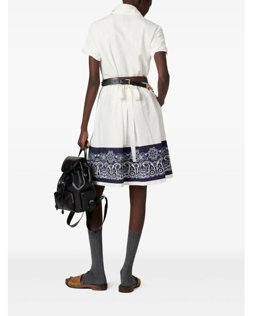 Miu Miu Bandana-Print Poplin Midi Dress in White | Lyst