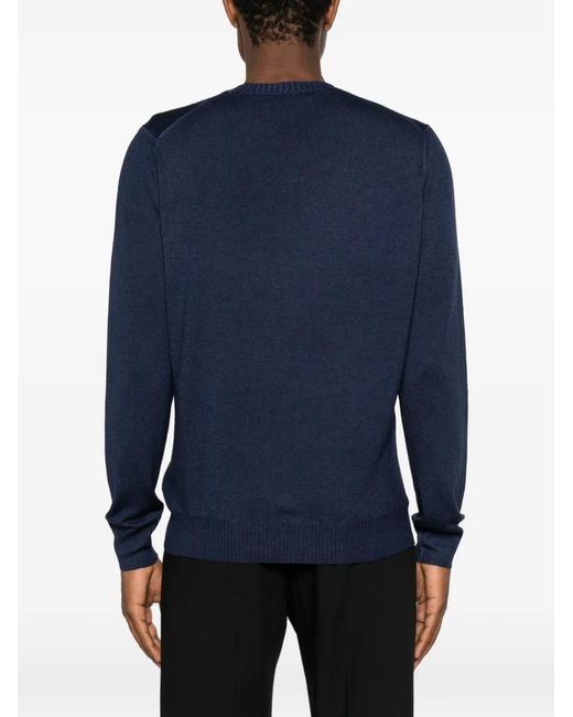 Fay Blue Crew-Neck Long-Sleeve Sweater for men