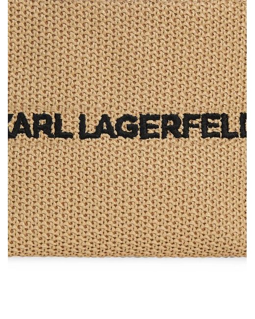 Karl Lagerfeld White Logo Small Square Woven Beach Bag