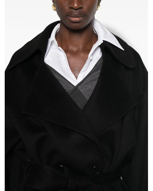 Frankie Shop Black Belted Double-Breasted Coat