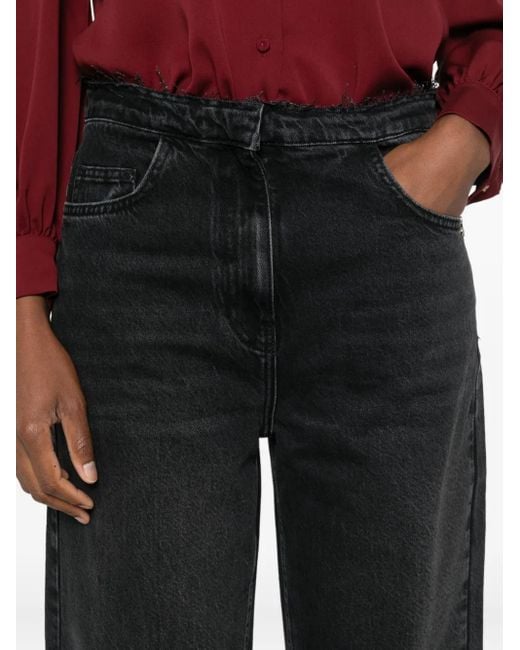 Jean Ample À Taille Frangée Patrizia Pepe en coloris Black