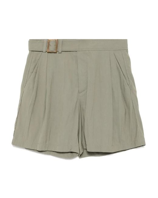 RECTO. Gray Wrinkle Detail Belted Shorts for men