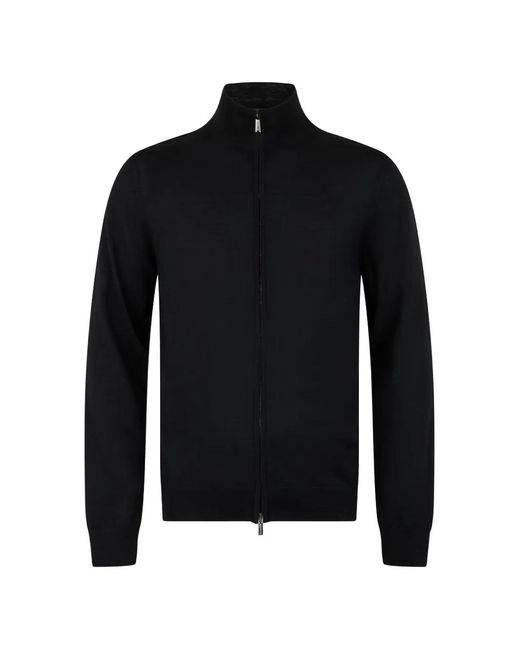 Moorer Black High-Neck Zip-Up Cardigan for men
