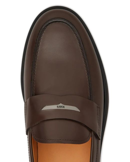 Tod's Brown Leather Penny Loafers for men